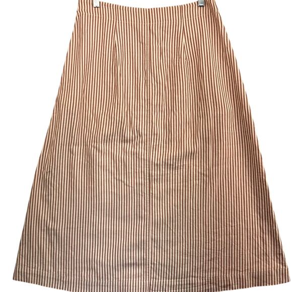 Madewell Clay Stripe Patio Button-Front Midi Skirt Women 10 - Picture 4 of 8